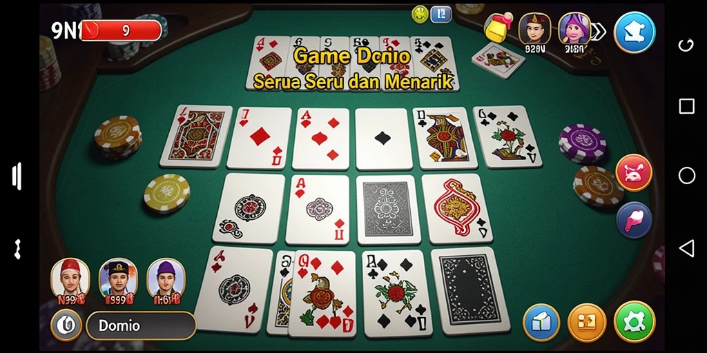 Tampilan antarmuka permainan Domino yang menarik dan modern.