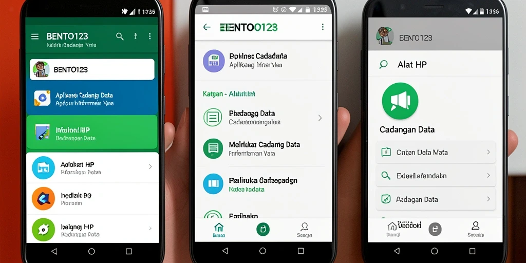 Tampilan antarmuka BENTO123 untuk cadangan data yang sederhana dan intuitif.