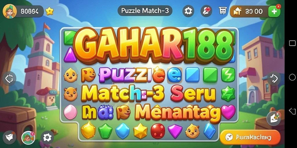 Antarmuka menarik dari game Puzzle Match-3 GAHAR188.