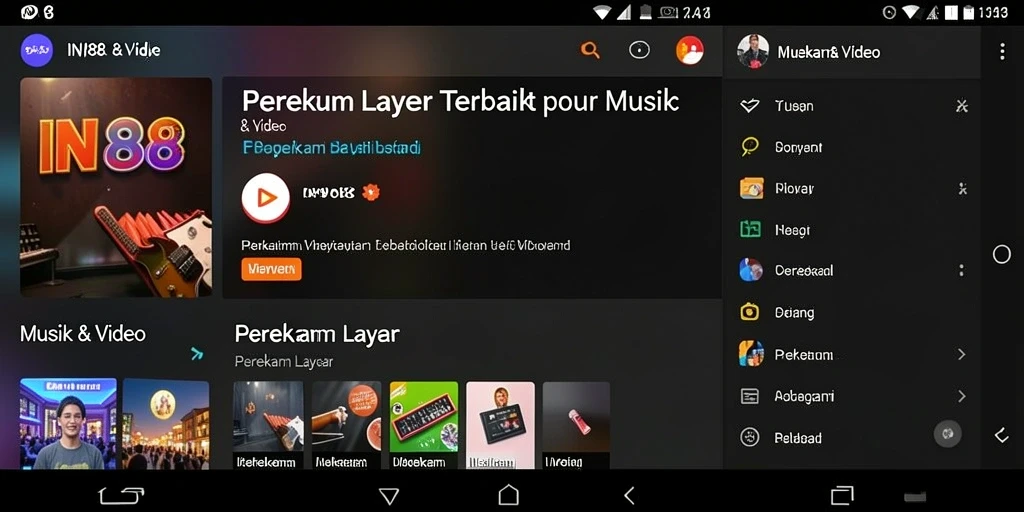 Screenshot tampilan antarmuka IN88 saat merekam layar.