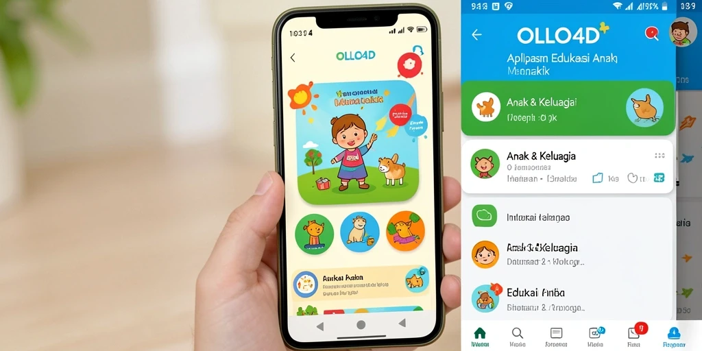 Tampilan antarmuka aplikasi OLLO4D yang menarik dan ramah anak.