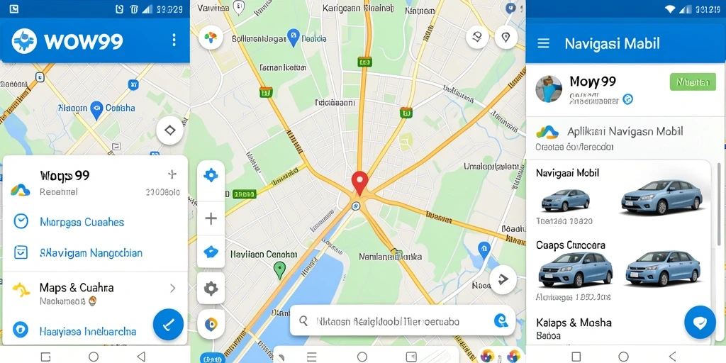 Antarmuka WOW99 yang intuitif dan mudah digunakan untuk navigasi mobil.