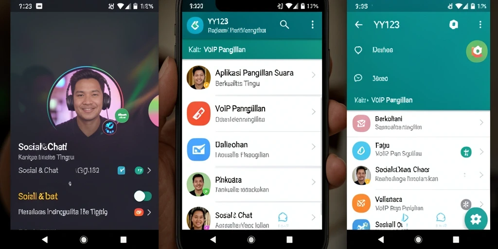 Screenshot antarmuka aplikasi YY123 dengan panggilan yang jelas.