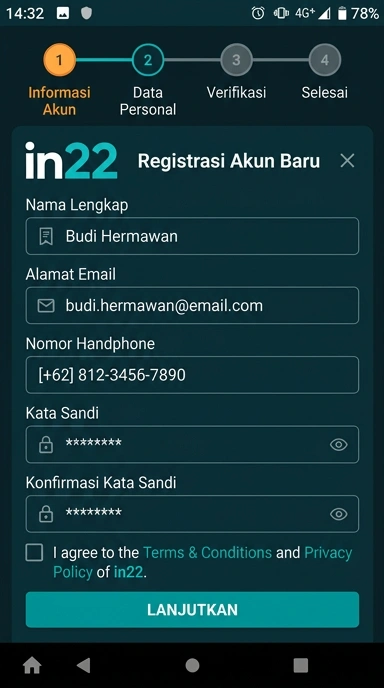 Panduan Registrasi Akun Baru in22 untuk Pengguna Android